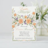 エレガントな花のイースター祝福 ブランシュ招待状 招待状 (スタンド正面)