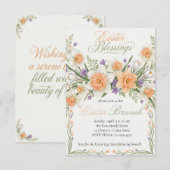 エレガントな花のイースター祝福 ブランシュ招待状 招待状 (正面/裏面)