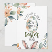 エレガントな花のイースター・セレブレーション 招待状 (正面/裏面)