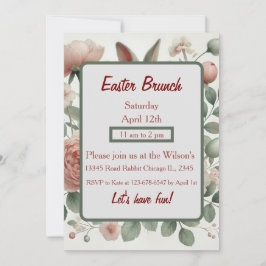 エレガントな花のイースター・パステルカラーのランチ招待状 招待状