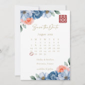 エレガントな花のウェディングお知らせ 中国風 結婚式 招待状 (正面)