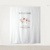 エレガントな花のウェディングウェルカムサインタペストリー タペストリー (正面)