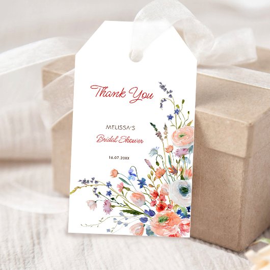 エレガントな花のウェディングシャワー感謝祭 ギフトタグ