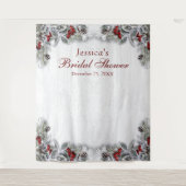 エレガントな花のウェディングシャワー フォトブース 背景 タペストリー (正面)