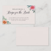 エレガントな花のウェディングシャワー レシピ封入カード エンクロージャーカード (正面/裏面)
