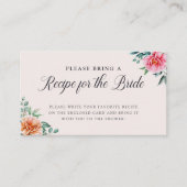 エレガントな花のウェディングシャワー レシピ封入カード エンクロージャーカード (正面)