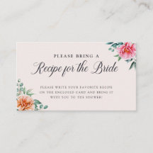エレガントな花のウェディングシャワー レシピ封入カード