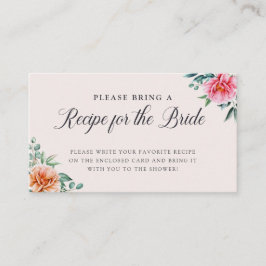 エレガントな花のウェディングシャワー レシピ封入カード エンクロージャーカード