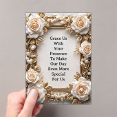 エレガントな花のウェディングフレーム アクリル招待状 (インサイチュ (ポータブル))