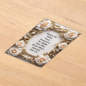 エレガントな花のウェディングフレーム アクリル招待状 (レイダウン)