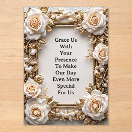 エレガントな花のウェディングフレーム アクリル招待状