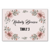 エレガントな花のウェディングプレイスカード テーブルナンバー (正面)