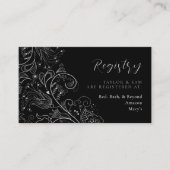 エレガントな花のウェディングレジストリー シルバーとブラック エンクロージャーカード (正面)