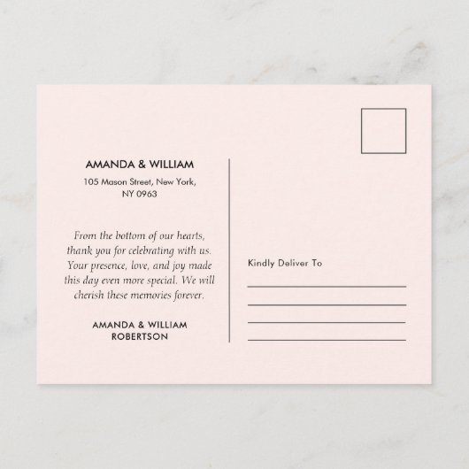 エレガントな花のウェディング感謝ハガキ 案内ポストカード (裏面)