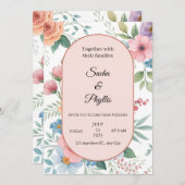 エレガントな花のウェディング招待状テンプレート 招待状 (正面/裏面)