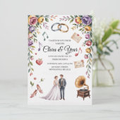 エレガントな花のウェディング招待状 | ロマンチックな庭園 招待状 (スタンド正面)