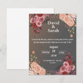 エレガントな花のウェディング招待状 ロマンティック エンクロージャーカード (正面/裏面)