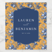 エレガントな花のウェディング招待状 ワインラベル (シングルラベル)