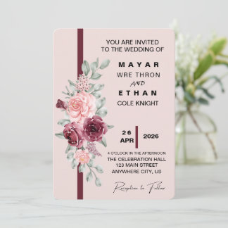 エレガントな花のウェディング招待状 招待状