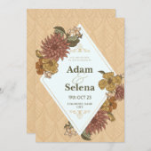 エレガントな花のウェディング招待状 招待状 (正面/裏面)