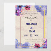 エレガントな花のウェディング招待状 招待状 (正面/裏面)