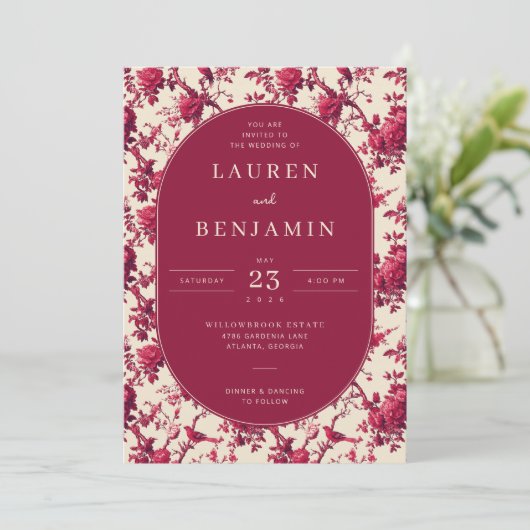 エレガントな花のウェディング招待状 招待状 (スタンド正面)