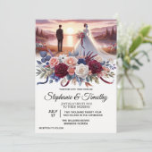 エレガントな花のウェディング招待状 招待状 (スタンド正面)