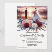 エレガントな花のウェディング招待状 招待状 (正面/裏面)