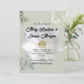  エレガントな花のウェディング招待状（白いコーラルリリーのデザイン） 招待状 (スタンド正面)