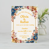 エレガントな花のウェディング招待状 箔招待状 (立ち正面)