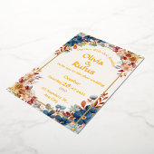 エレガントな花のウェディング招待状 箔招待状 (回転した状態)