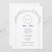 エレガントな花のウェディング招待状 - 簡単にカスタマイズ可能 招待状 (正面/裏面)