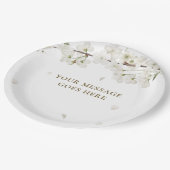 エレガントな花のウェディング　かわいい白い花 ペーパープレート (アングル)