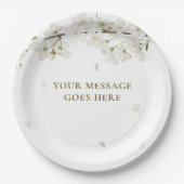 エレガントな花のウェディング　かわいい白い花 ペーパープレート (正面)