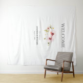 エレガントな花のウェディング ウェルカムサイン タペストリー (インサイチュ(横))