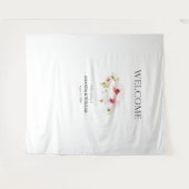 エレガントな花のウェディング ウェルカムサイン タペストリー (正面(横))