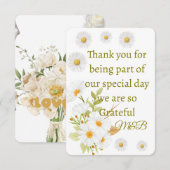 エレガントな花のウェディング サンクス カード (正面/裏面)