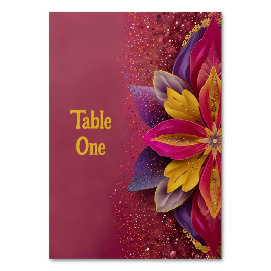 エレガントな花のウェディング テーブルナンバー (裏面)