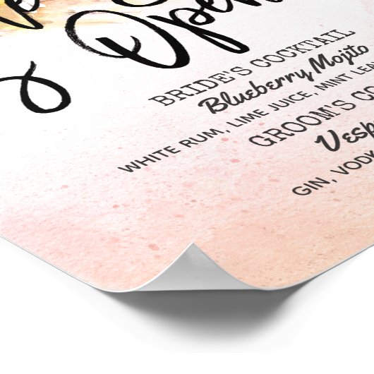 エレガントな花のウェディング　バーはオープン　ドリンクメニュー ポスター (角)