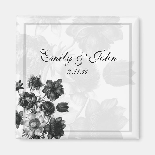 エレガントな花のウェディング フェイバー マグネット (正面)