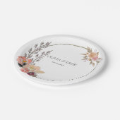 エレガントな花のウェディング ペーパープレート (アングル)