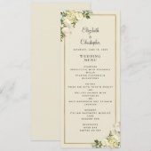 エレガントな花のウェディング ローズゴールド フレーム エッグシェル メニュー (正面/裏面)