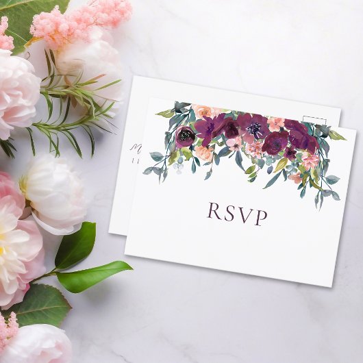 エレガントな花のウェディング・RSVP招待状ポストカード インビテーションポストカード