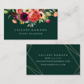 エレガントな花のエメラルド 名刺 (正面/裏面)