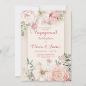 エレガントな花のエンゲージメントカード 招待状 (正面)