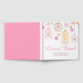 エレガントな花のオレンジとピンクのブライズシャワー ゲストブック (全面)