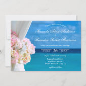エレガントな花のオーシャンビーチウェディング招待状 招待状 (正面)