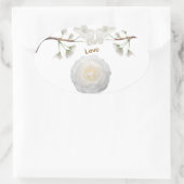 エレガントな花のオーバルウェディングステッカー - 「愛」 デジ 楕円形シール (バッグ)