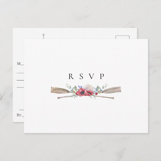 エレガントな花のオールの結婚式出欠確認と曲リクエスト インビテーションポストカード (正面/裏面)