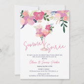 エレガントな花のカクテル 手描きのサマーソワレ 招待状 (正面)